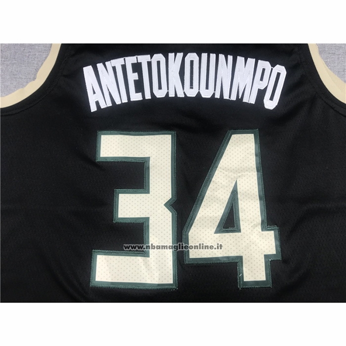 Maglia Milwaukee Bucks Giannis Antetokounmpo #34 Statement 2021 Finals Nero